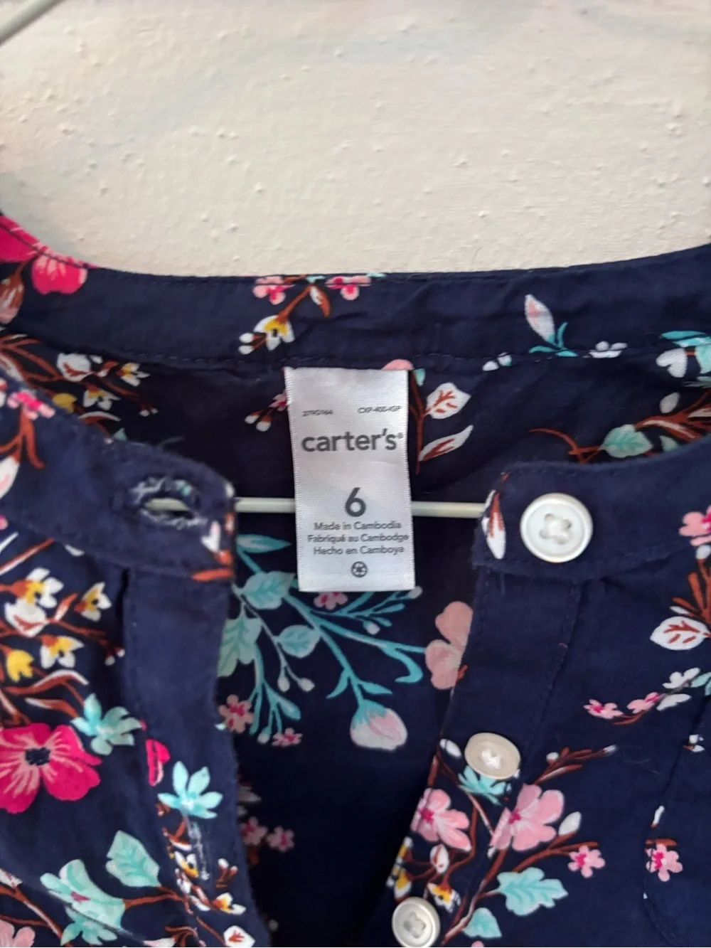 Carter’s Girls Size 6 Navy Floral Long Sleeve Peplum Blouse